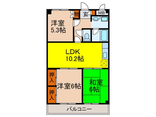 グリ－ンパレス千里中央Ａ棟の物件間取画像